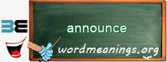 WordMeaning blackboard for announce